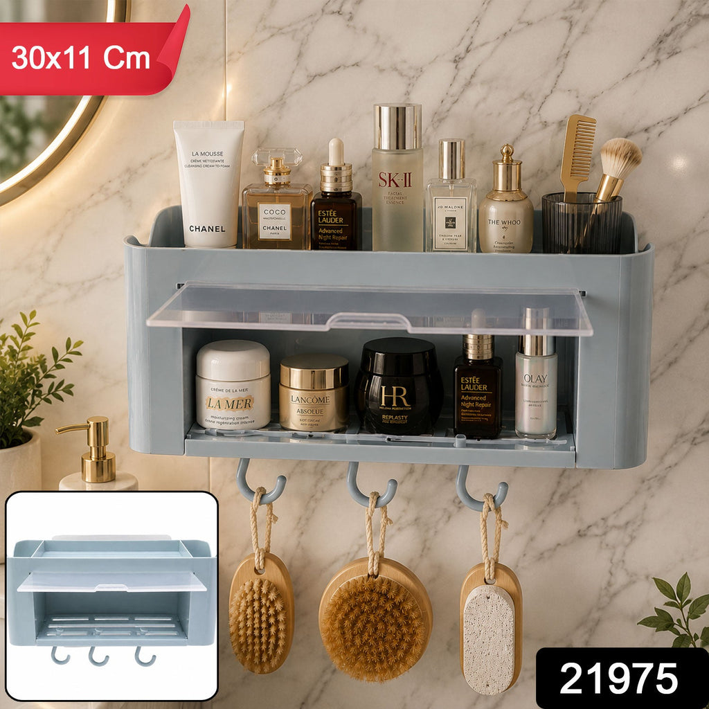 Wall Mounted Storage Organizer Shelf Space-Saving Bathroom & Kitchen Solution - Side View