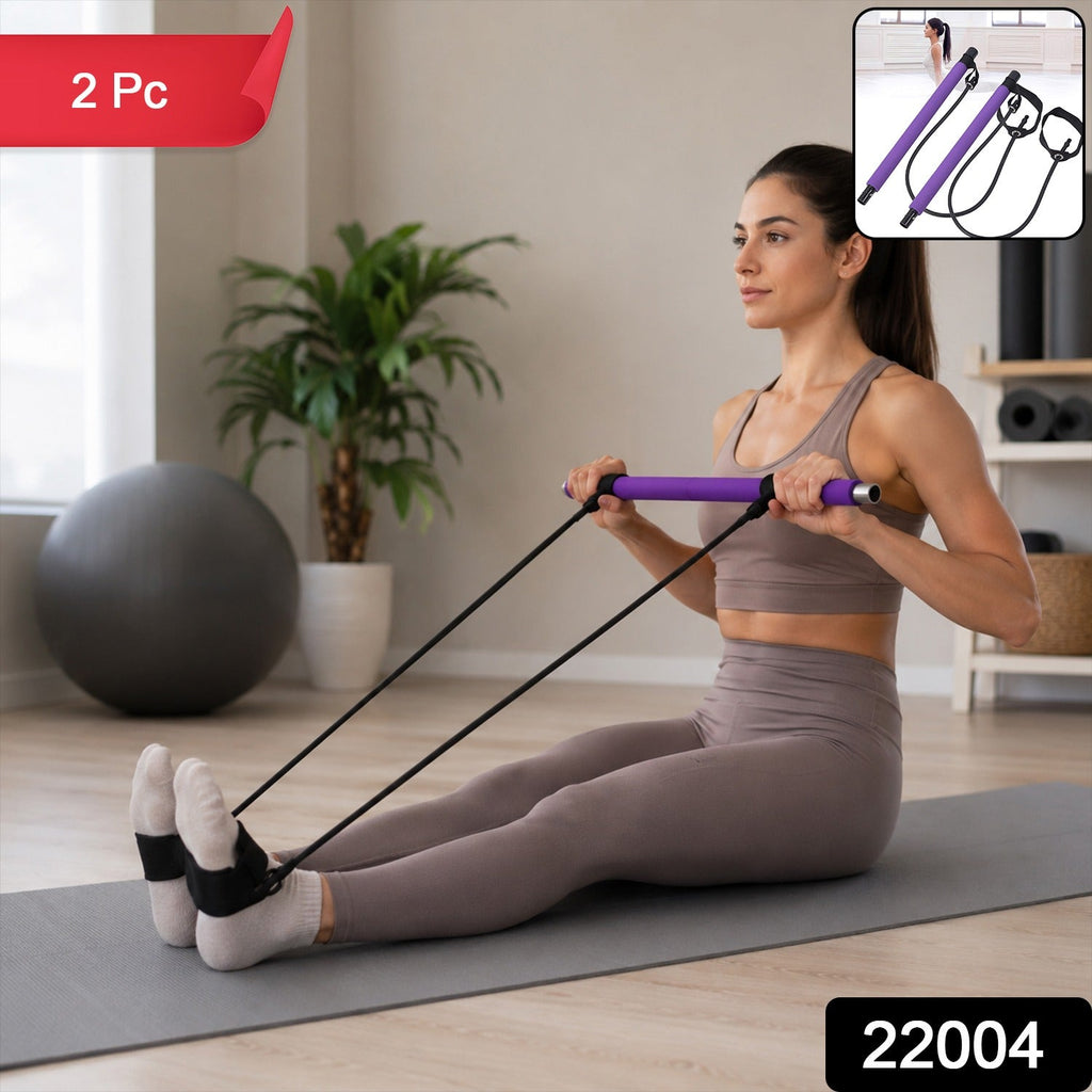 Pilates Bar with Resistance Bands Full-Body Home Workout Kit - Side View