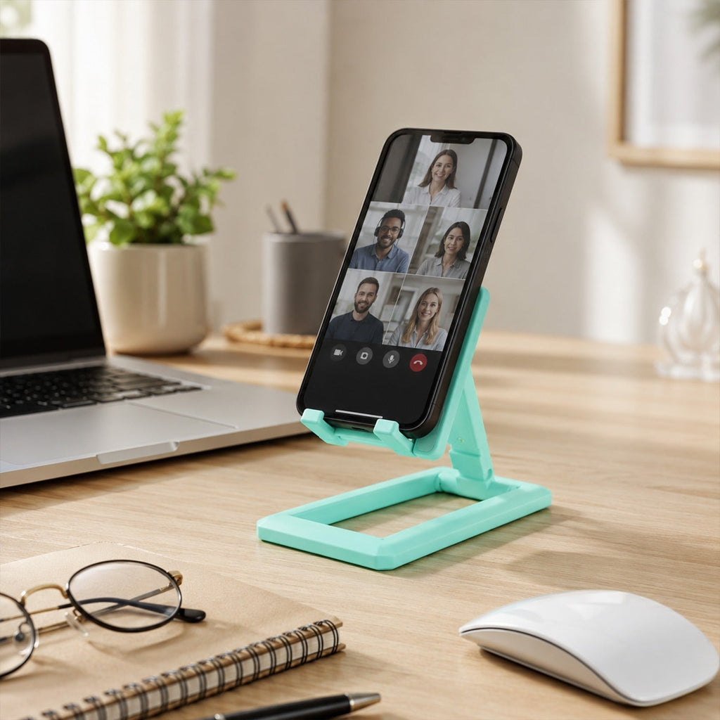 ALVENZA Foldable Mobile Phone Stand – Adjustable & Portable Desk Accessory