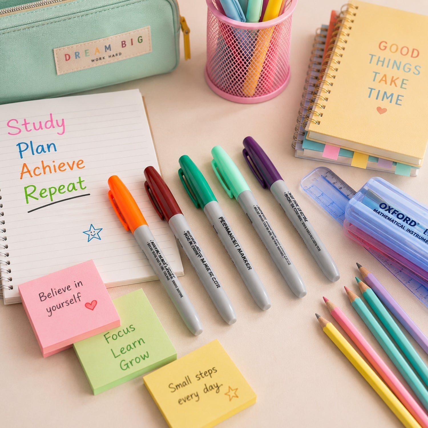 Permanent Marker Waterproof, Quick-Dry Multicolor Writing Pen - Back View
