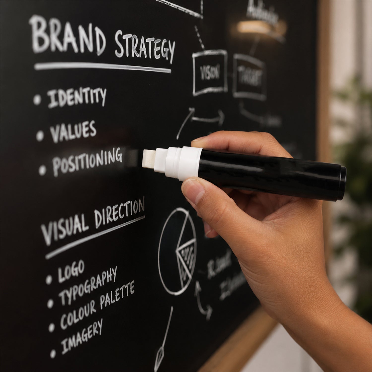 Black Chalk Marker Pen Liquid Erasable for Chalkboard & Glass - Front View