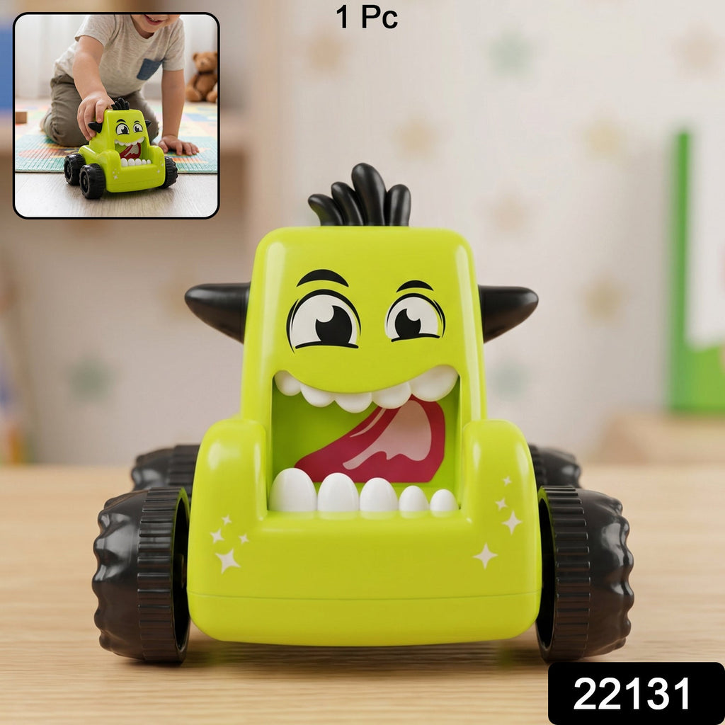 Cartoon Monster Push Back Car Toy for Kids - Eco-Friendly & Durable - Side View
