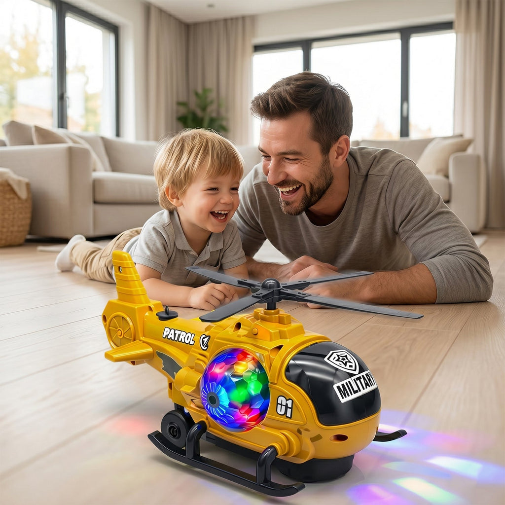 ALVENZA Military Spray Helicopter Toy – Lights, Music & Mist for Kids