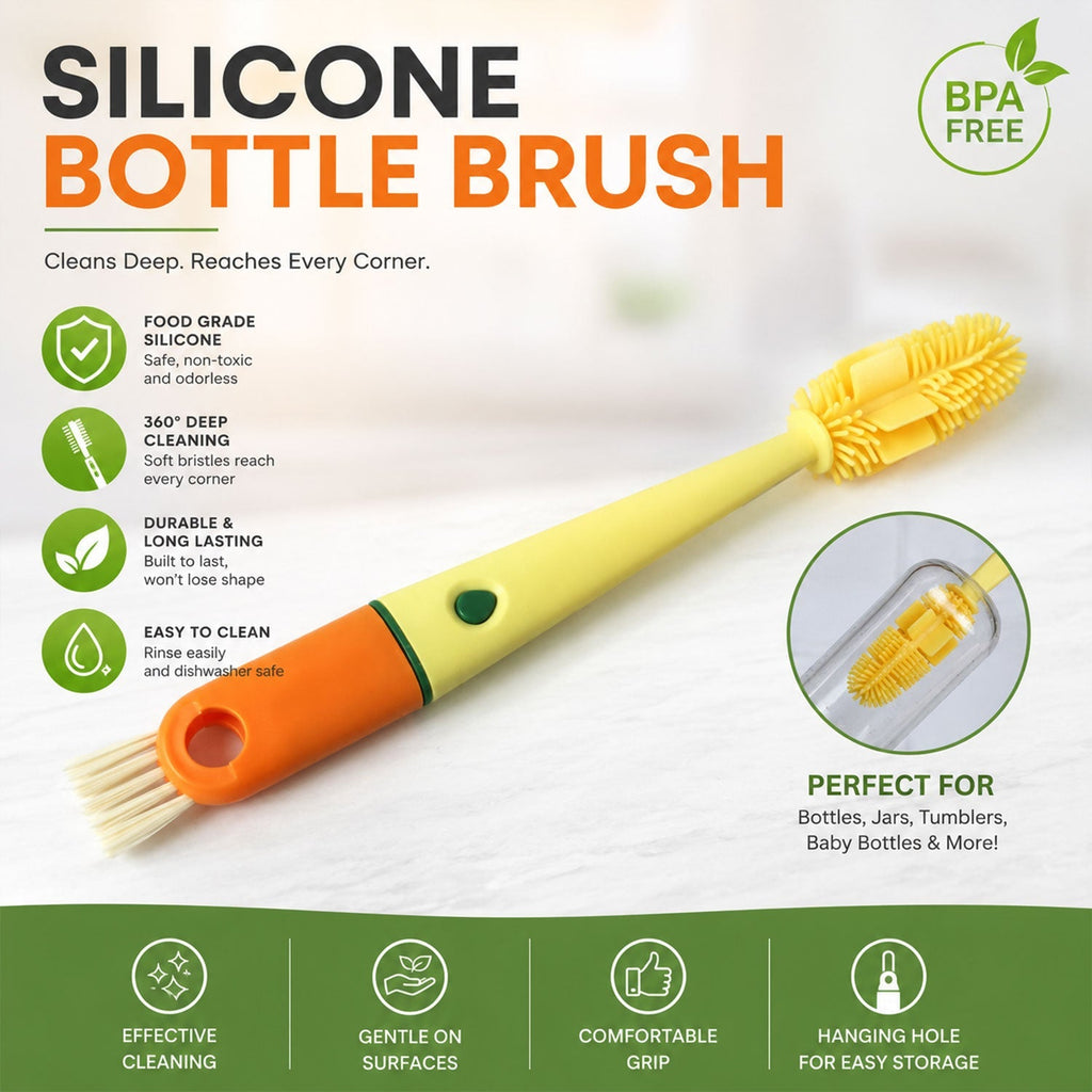 4 in 1 Silicone Bottle Cleaning Brush Hygienic & Reusable - Side View