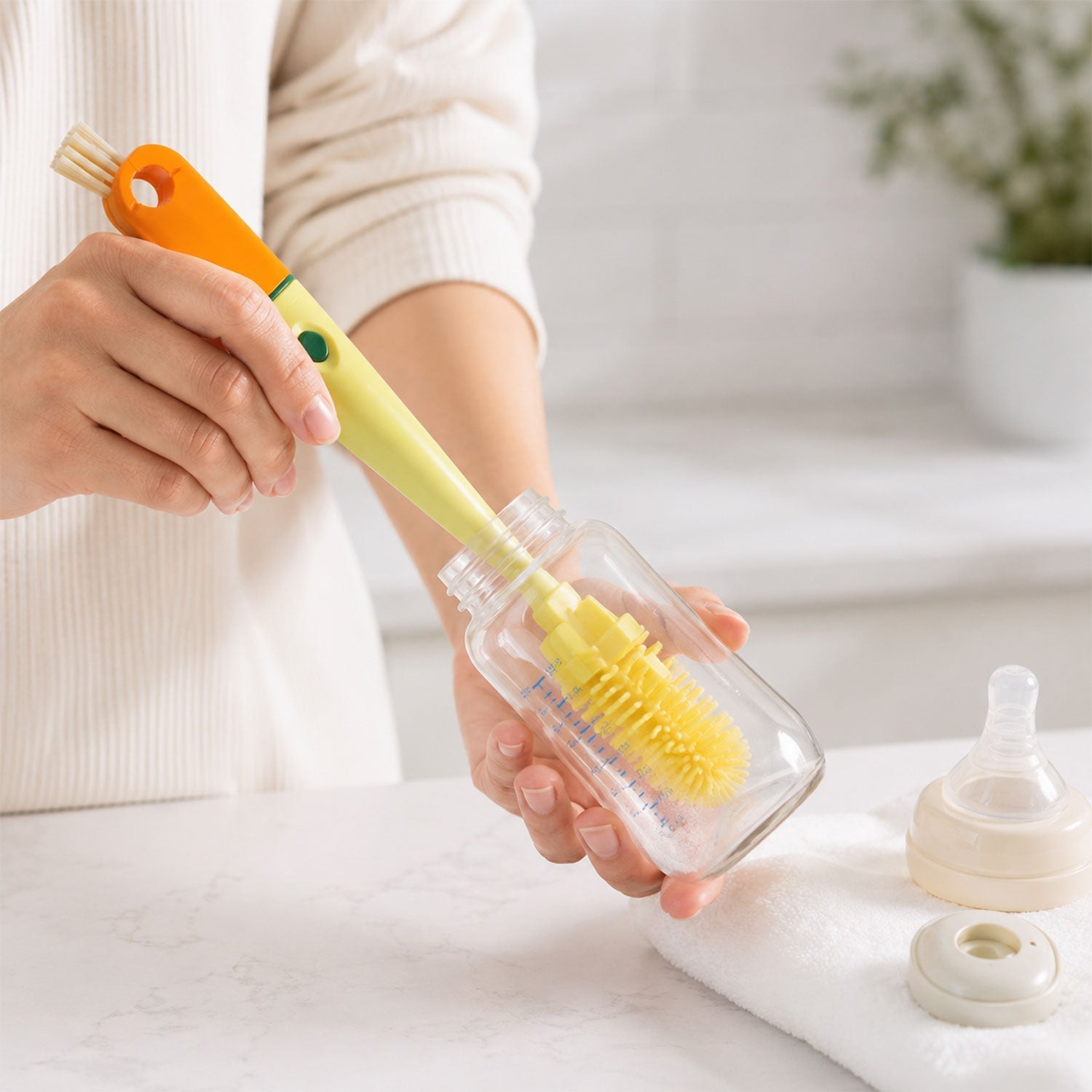 4 in 1 Silicone Bottle Cleaning Brush Hygienic & Reusable - Back View