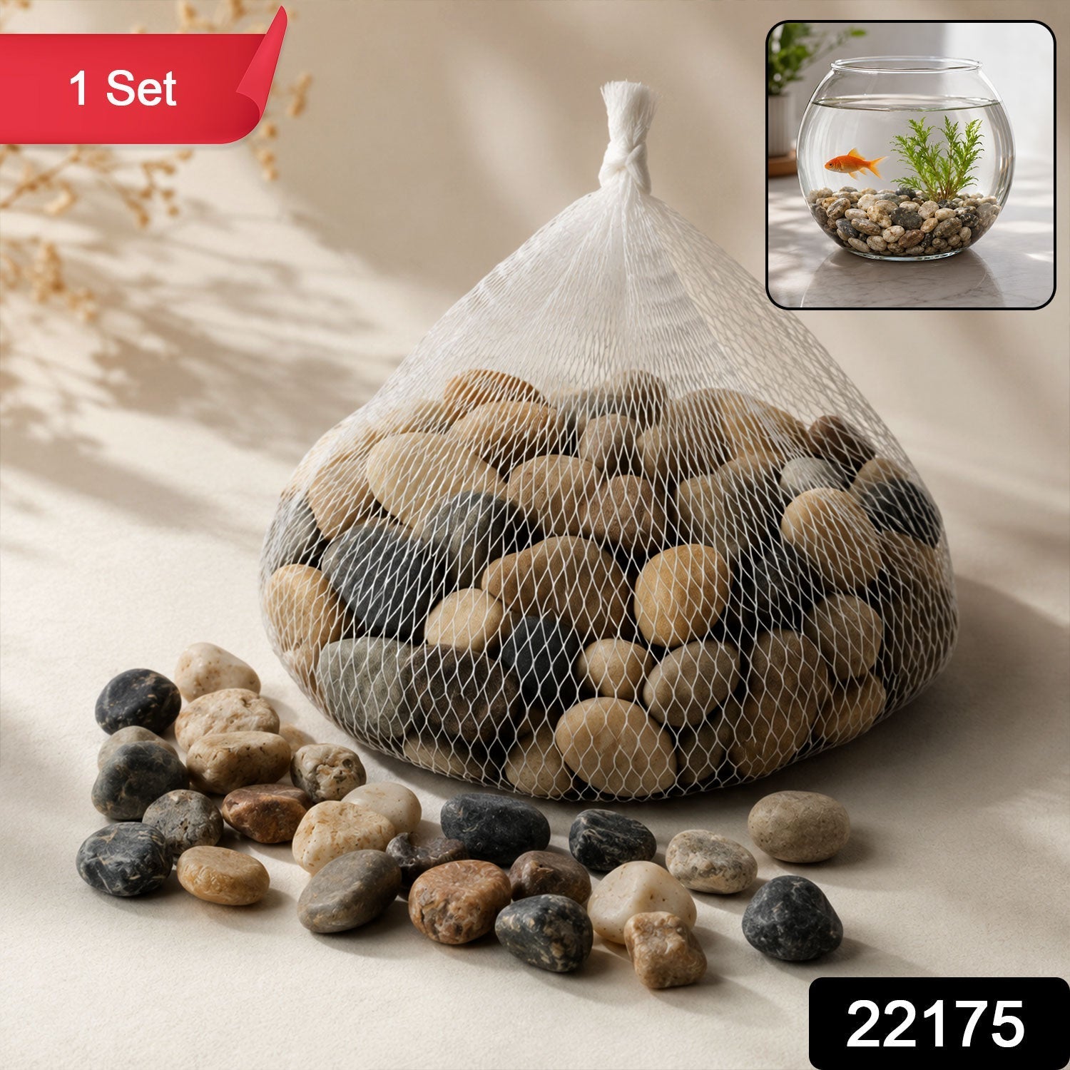 Decorative Natural Pebbles Smooth River Stones for Home & Garden - Side View