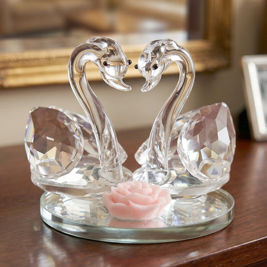 Crystal Swan Pair Showpiece – Elegant Decorative Gift for Love