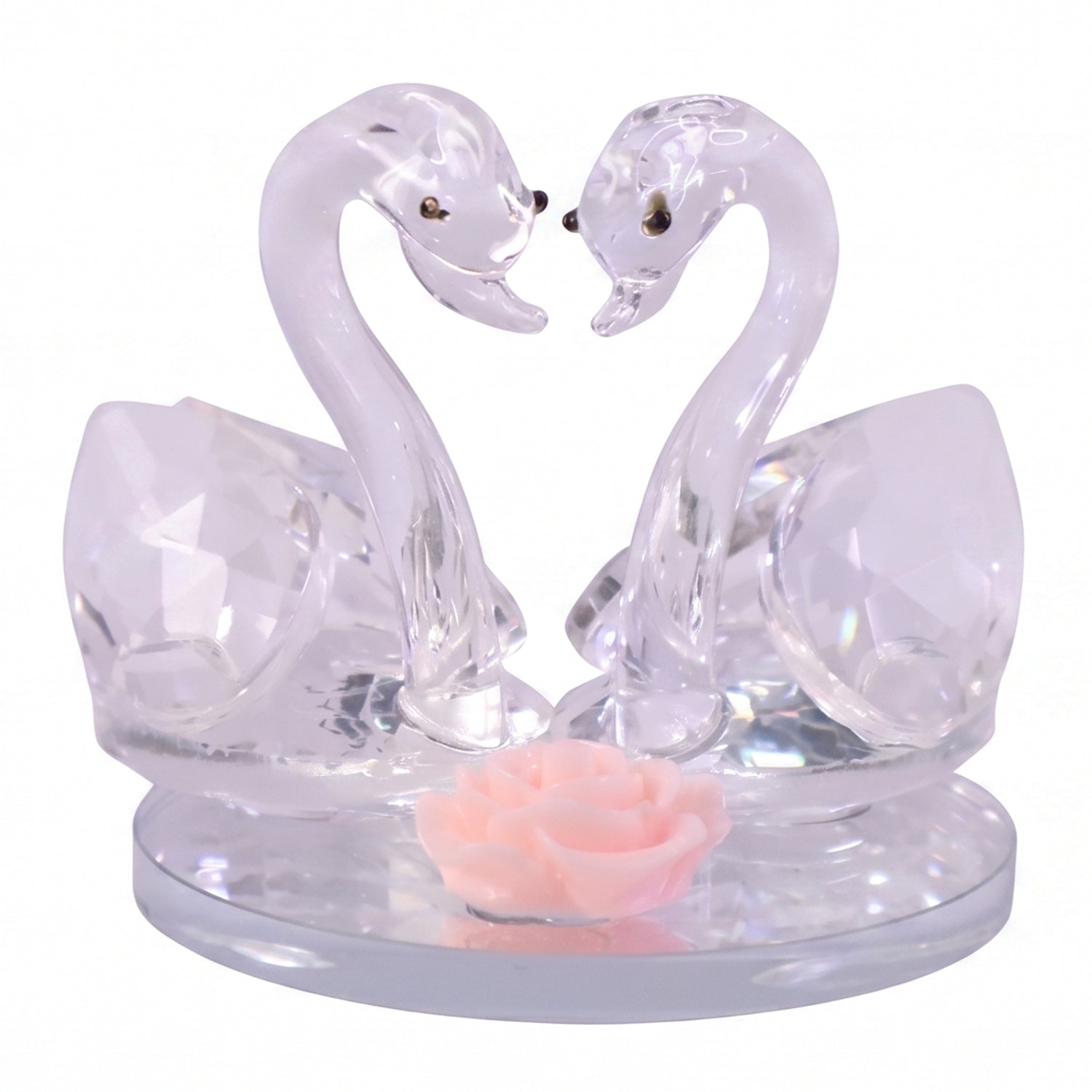 Crystal Swan Pair Showpiece – Elegant Decorative Gift for Love