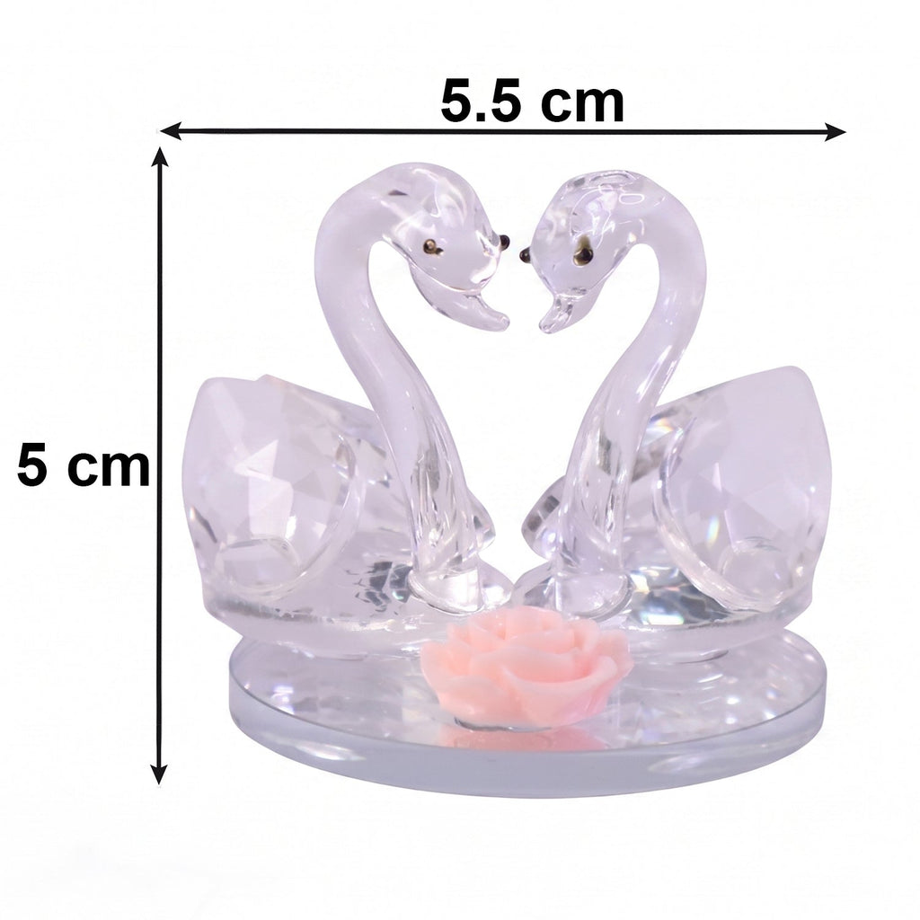 Crystal Swan Pair Showpiece – Elegant Decorative Gift for Love