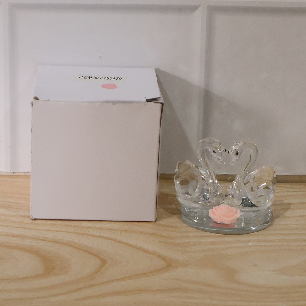Crystal Swan Pair Showpiece – Elegant Decorative Gift for Love