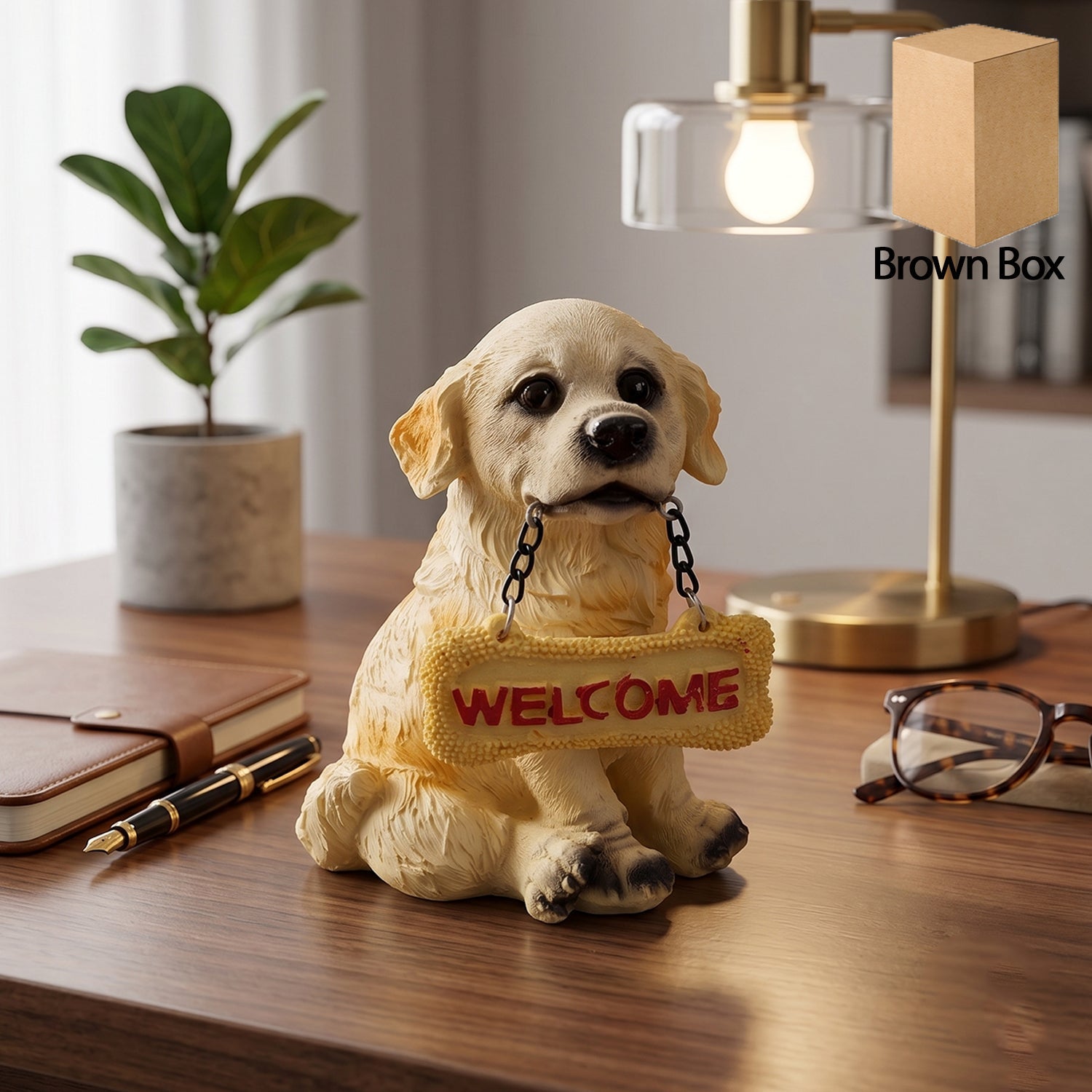 Dog Welcome Figurine Charmingly Hand-Painted Home Decor