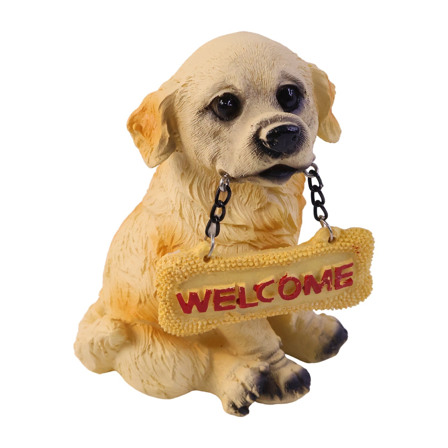 Dog Welcome Figurine Charmingly Hand-Painted Home Decor - Detail View 5