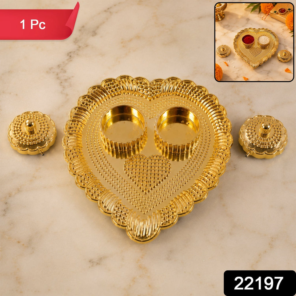 Heart Shaped Kumkum Holder Elegant Puja Decor for Daily & Festive Rituals - Side View
