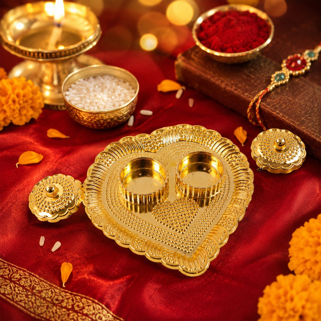 Heart Shaped Kumkum Holder Elegant Puja Decor for Daily & Festive Rituals - Back View
