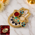Hand Shaped Kankavati Elegant Puja Storage with Enamel Work