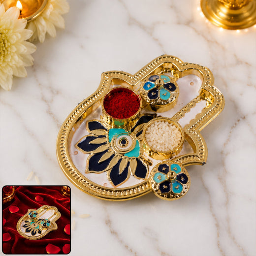 Hand Shaped Kankavati – Elegant Puja Storage with Enamel Work
