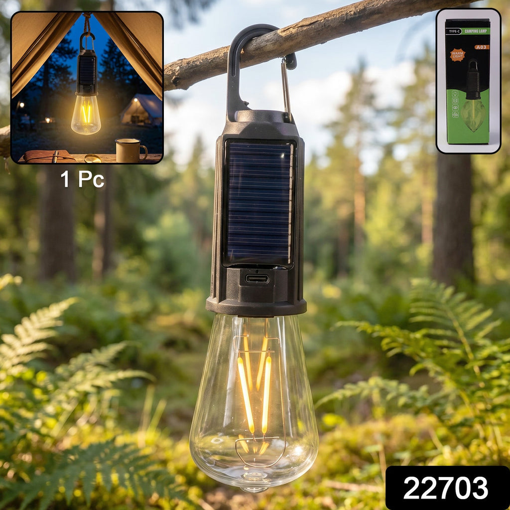 Solar Rechargeable Camping Lamp Eco-Friendly & Portable Lighting - Side View