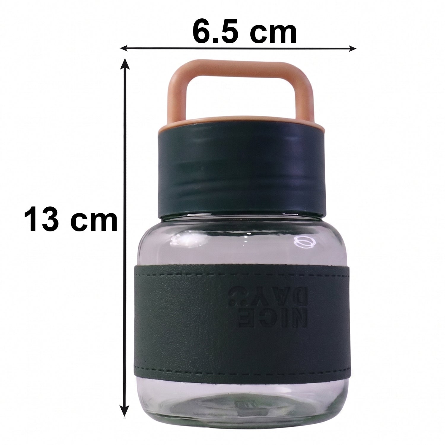Glass Water Bottle Stylish, Portable with Handle & Leather Sleeve - Detail View 6