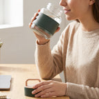 Glass Water Bottle Stylish, Portable with Handle & Leather Sleeve - Detail View 7