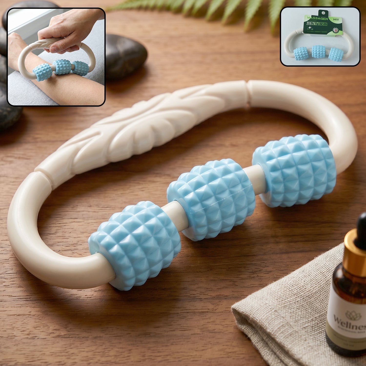 Muscle Relief Roller Handheld Body Massager for Relaxation and Recovery - Front View