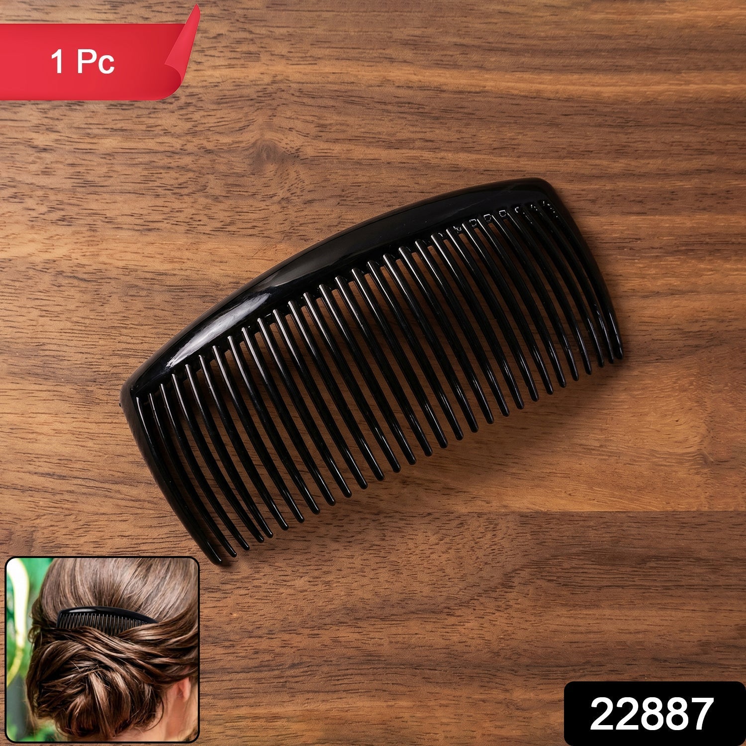 Plastic Hair Styling Side Comb Firm Grip for Updos & Buns - Side View