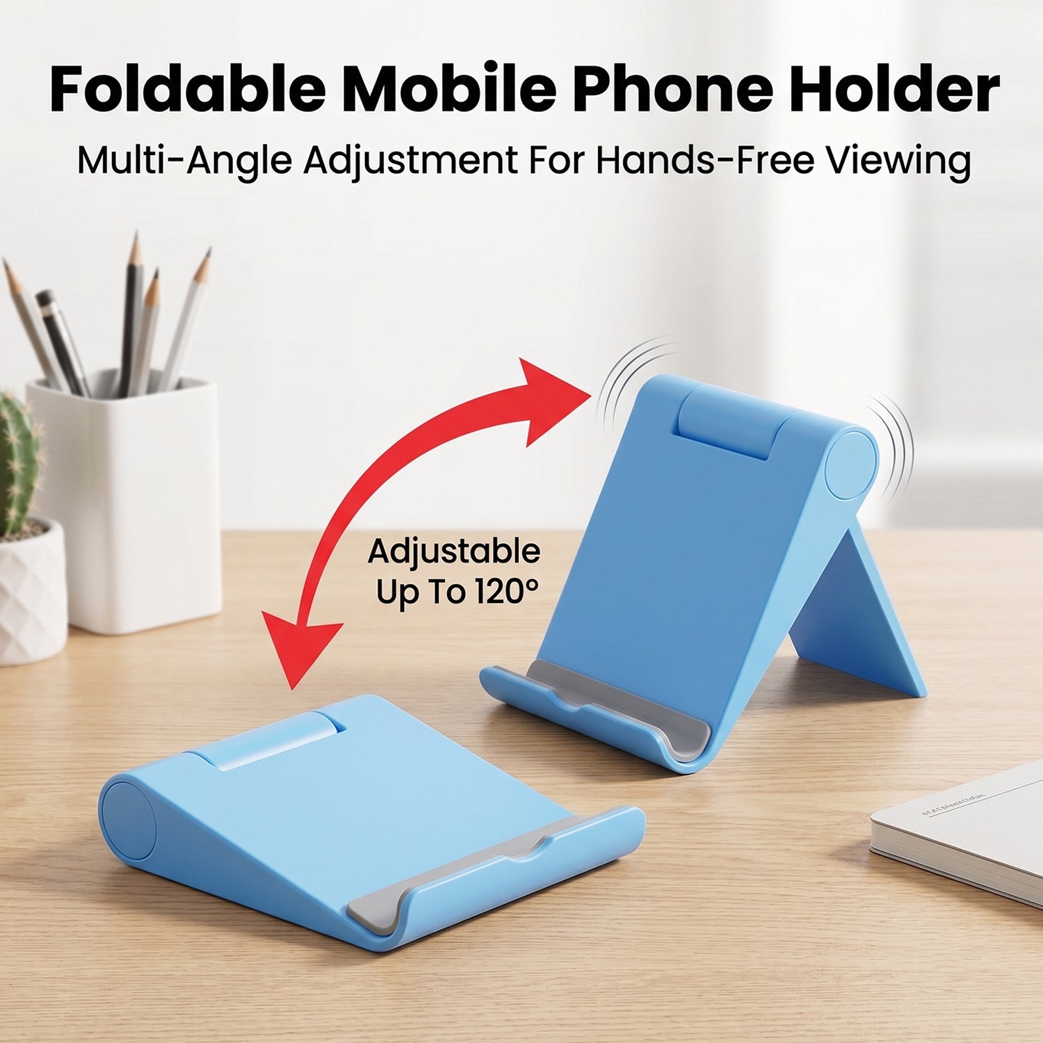 ALVENZA Mobile Phone Stand – Adjustable, Foldable & Portable for Desk Use