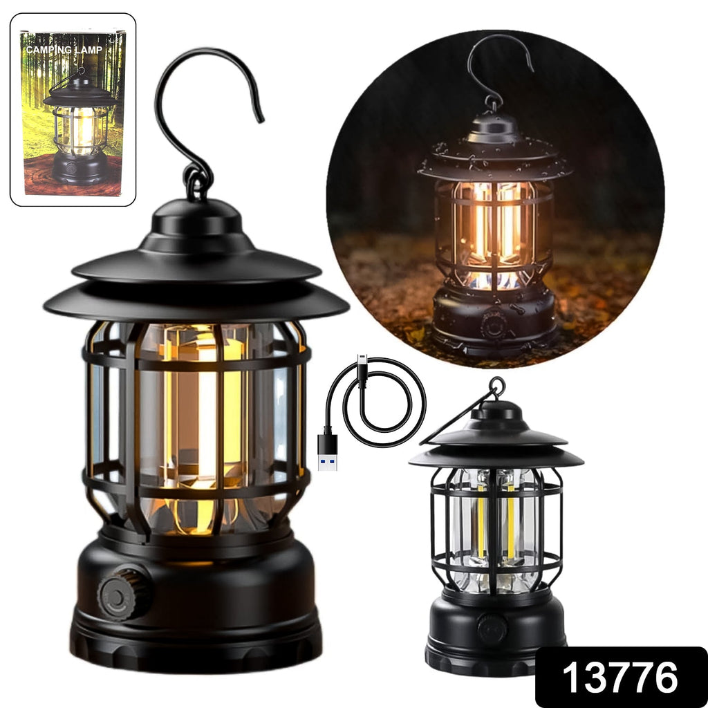 Rechargeable LED Camping Lantern Retro Dimmable Light | Garden Vera - Side View