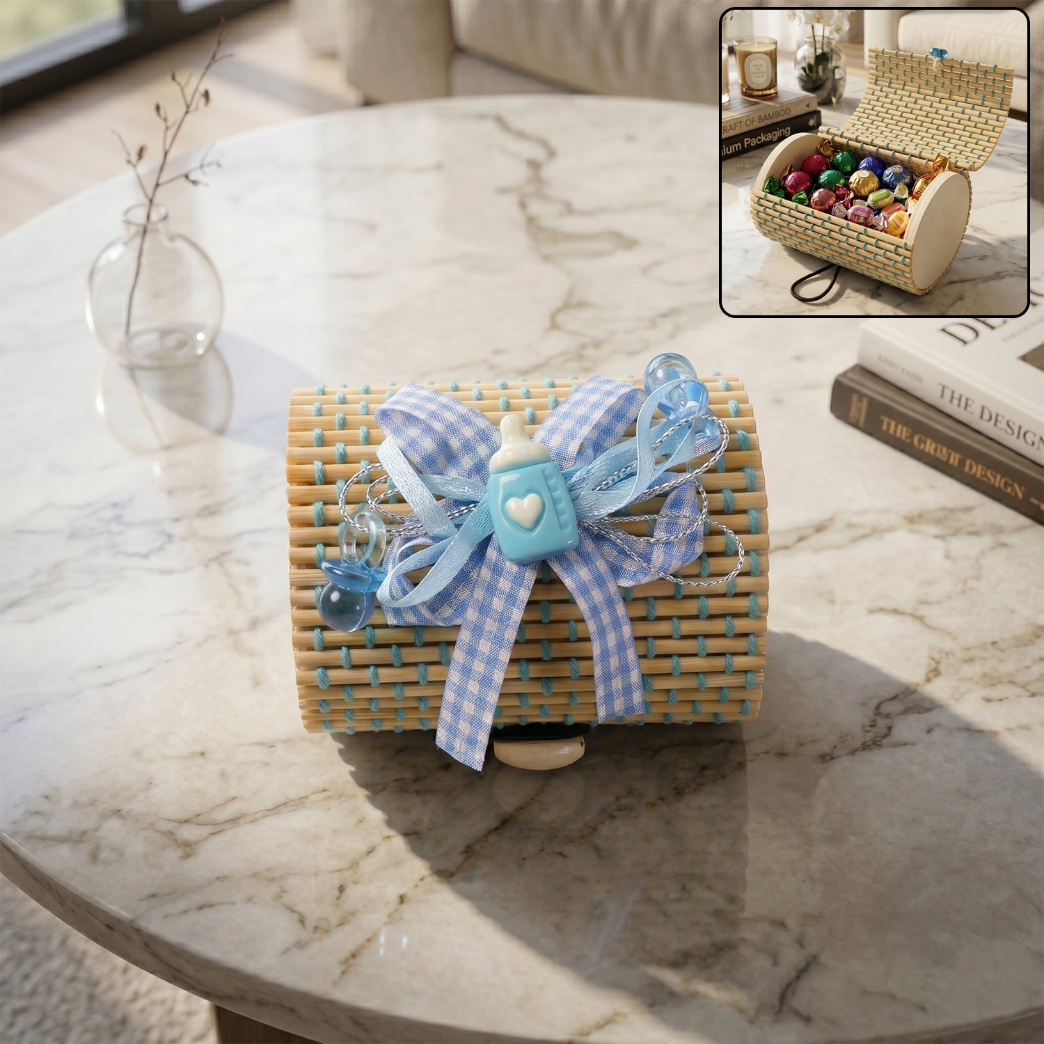 Mini Bamboo Gift Box Elegant Favor & Treat Container
