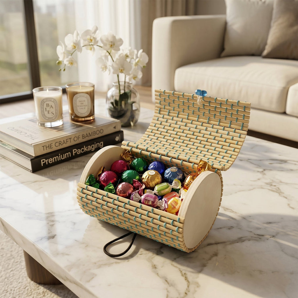 Mini Bamboo Gift Box Elegant Favor & Treat Container - Detail View 8