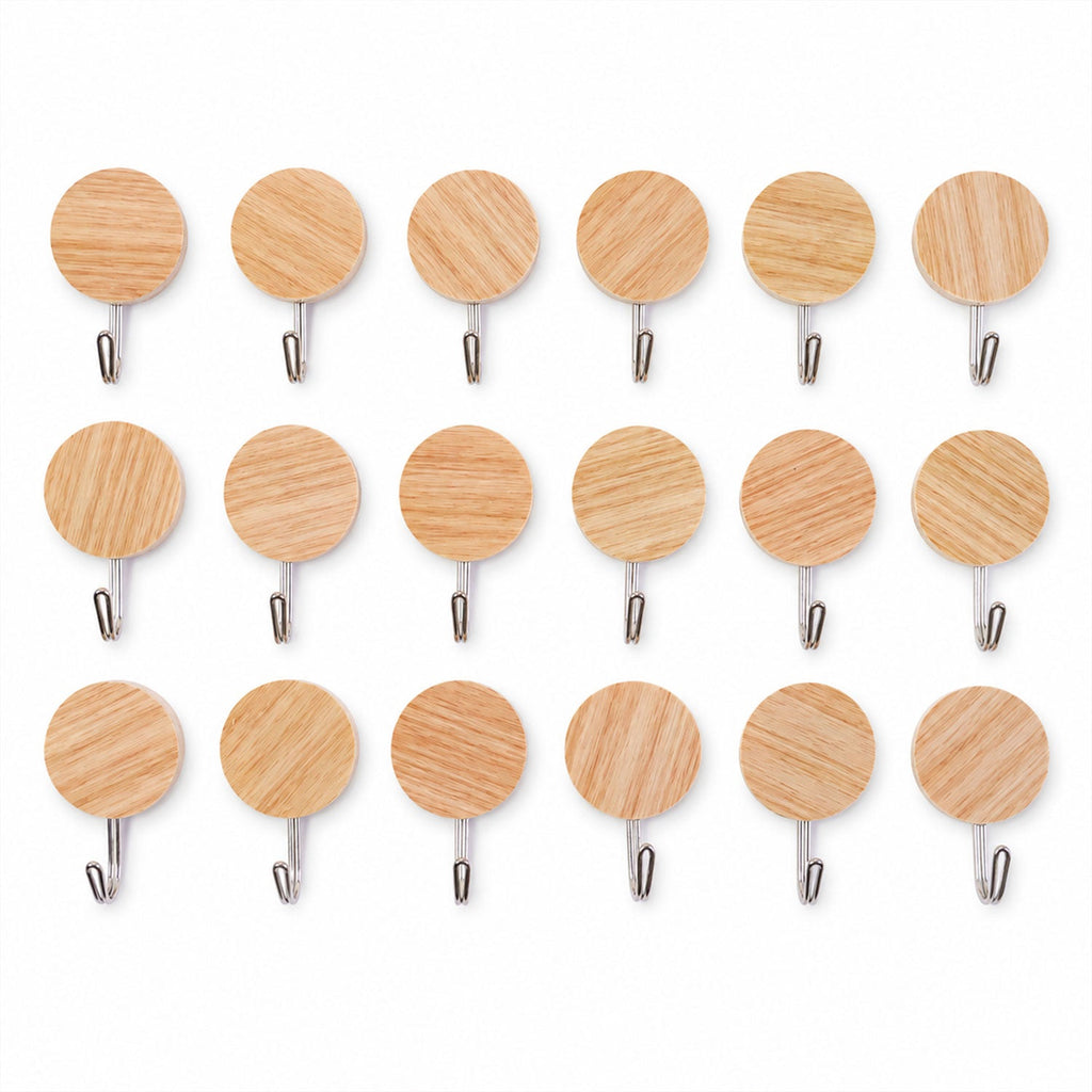 Self-Adhesive Wall Hooks No Drill, Stylish Wooden Finish - Detail View 5