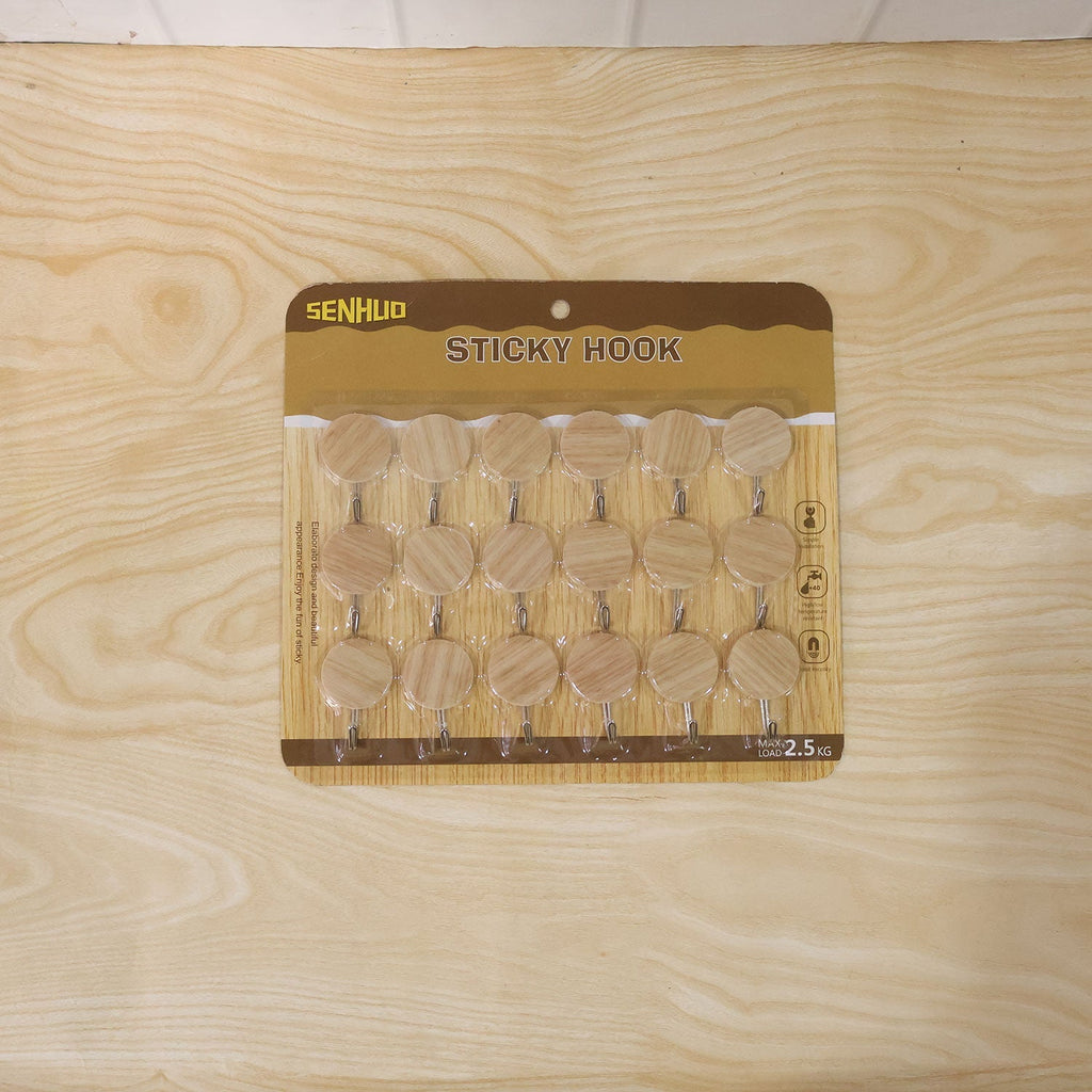 Self-Adhesive Wall Hooks No Drill, Stylish Wooden Finish - Detail View 6