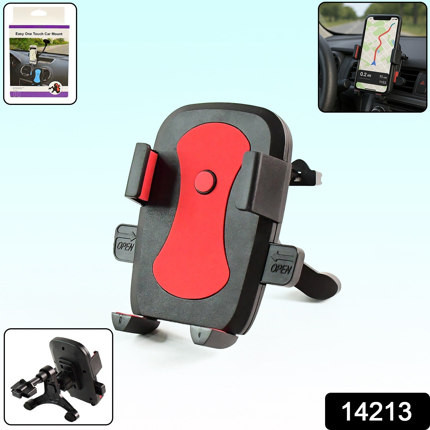 ALVENZA Car Mobile Holder – One Touch Air Vent Mount for Smartphones