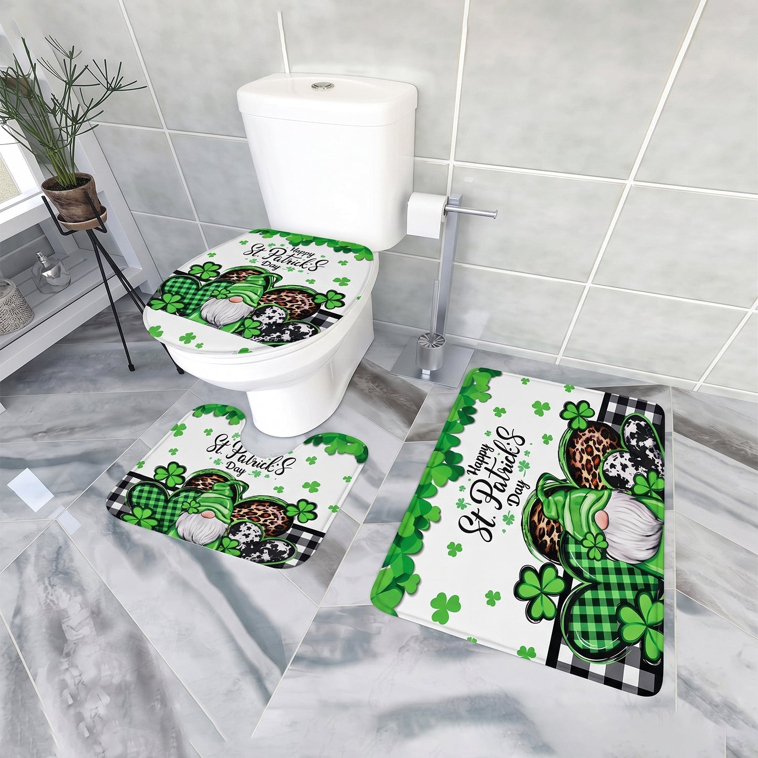 3 in 1 Bathroom Mat Set Complete Floor Coverage & Non-Slip Design - Detail View 5