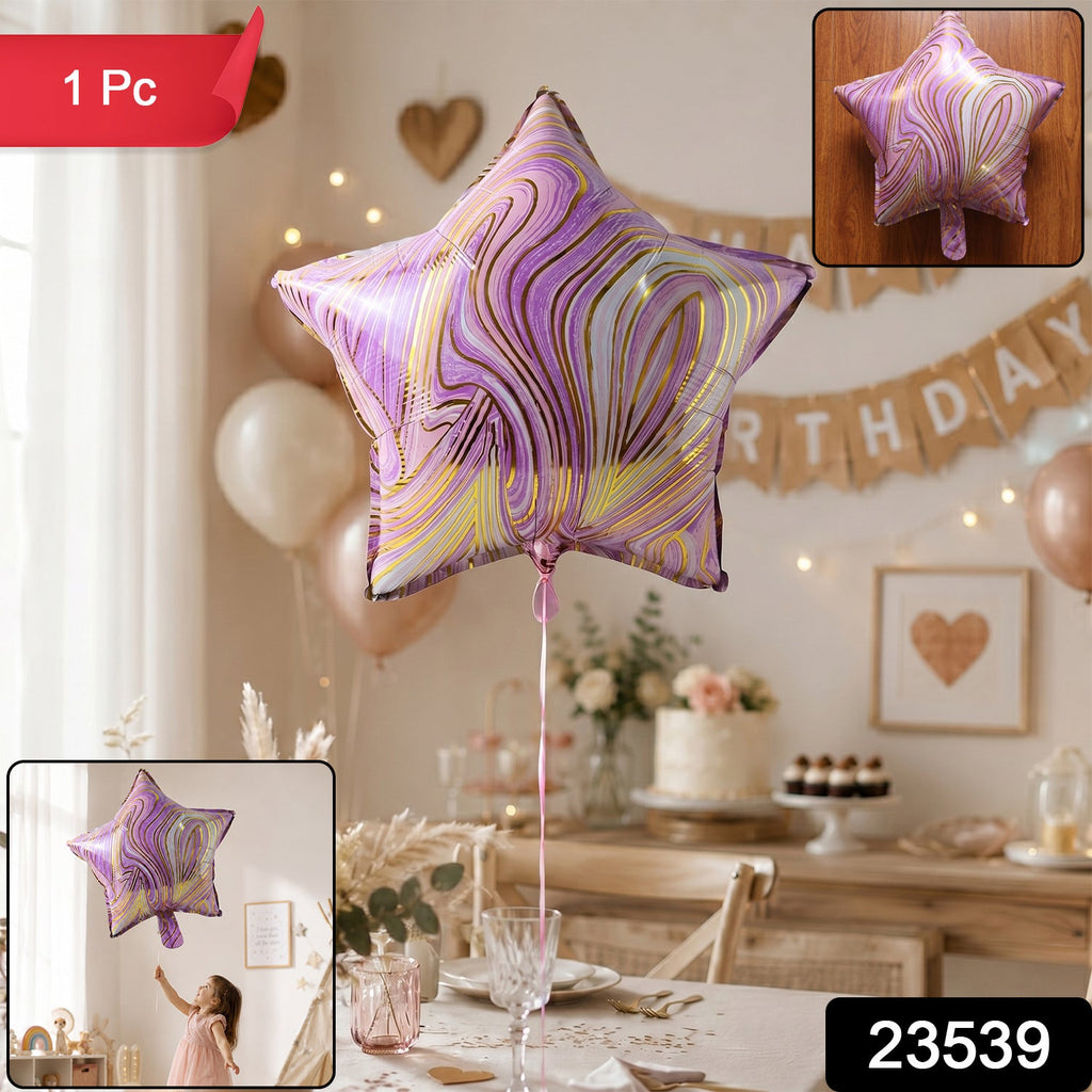 Star Marble Foil Balloon Bright Party Decor for Celebrations - Side View