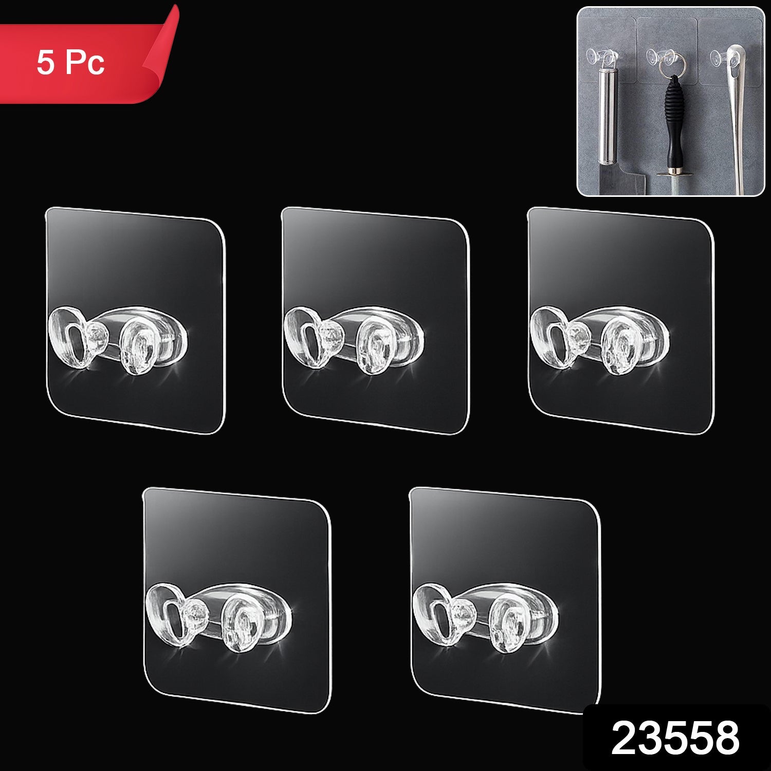 Adhesive Wall Hooks Strong Hold & No Damage Walls - Side View