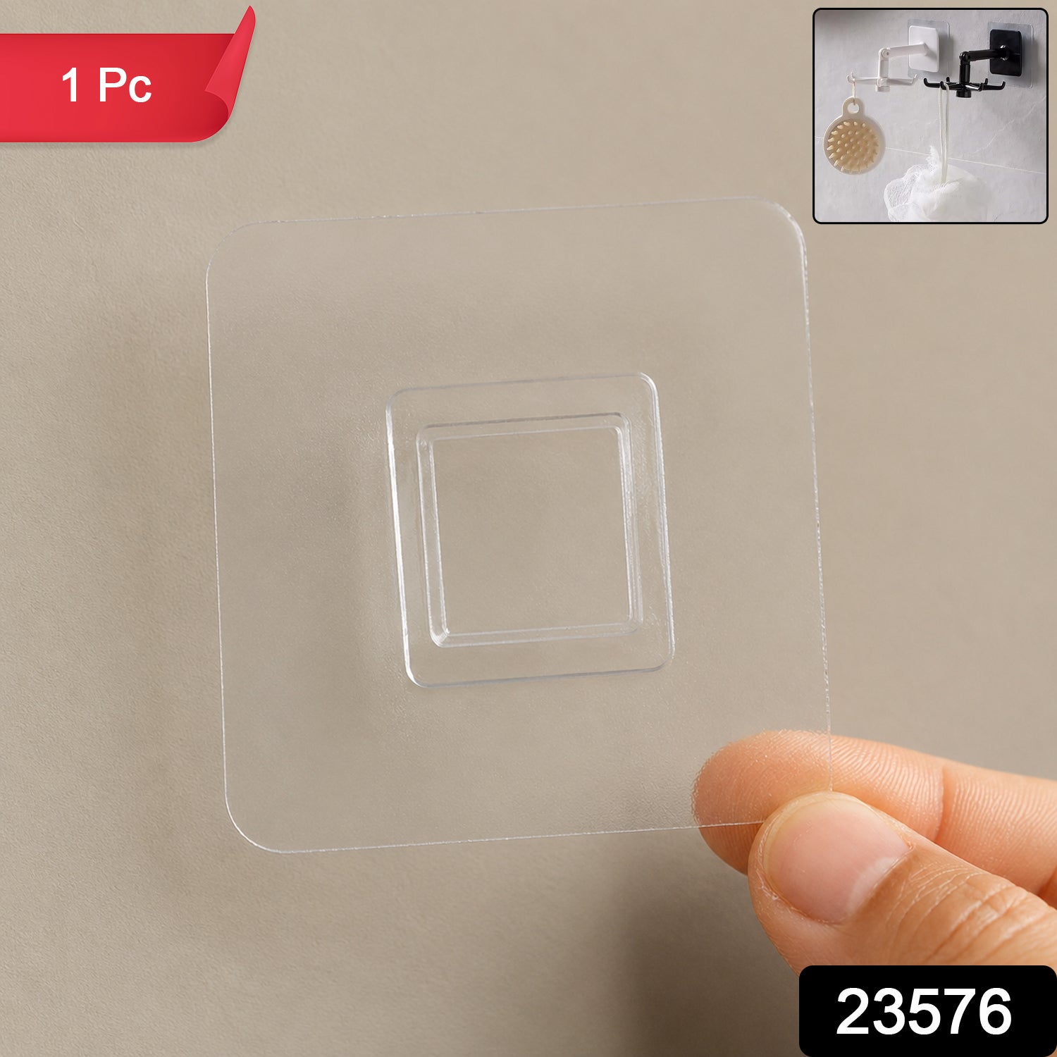 Self Adhesive Wall Hook Damage-Free, Easy Install & Reusable - Side View