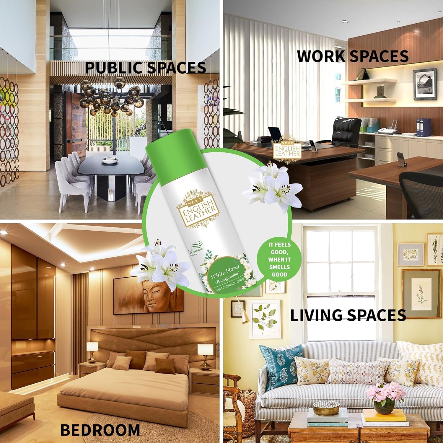Rajnigandha Air Freshener Spray Long-lasting White Floral Fragrance - Back View