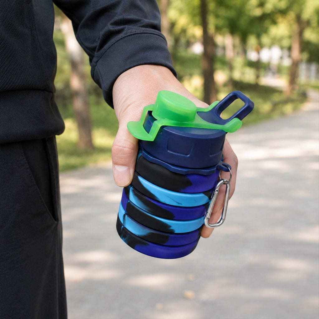 Sili Fold Collapsible Silicone Water Bottle Leakproof & Portable - Front View