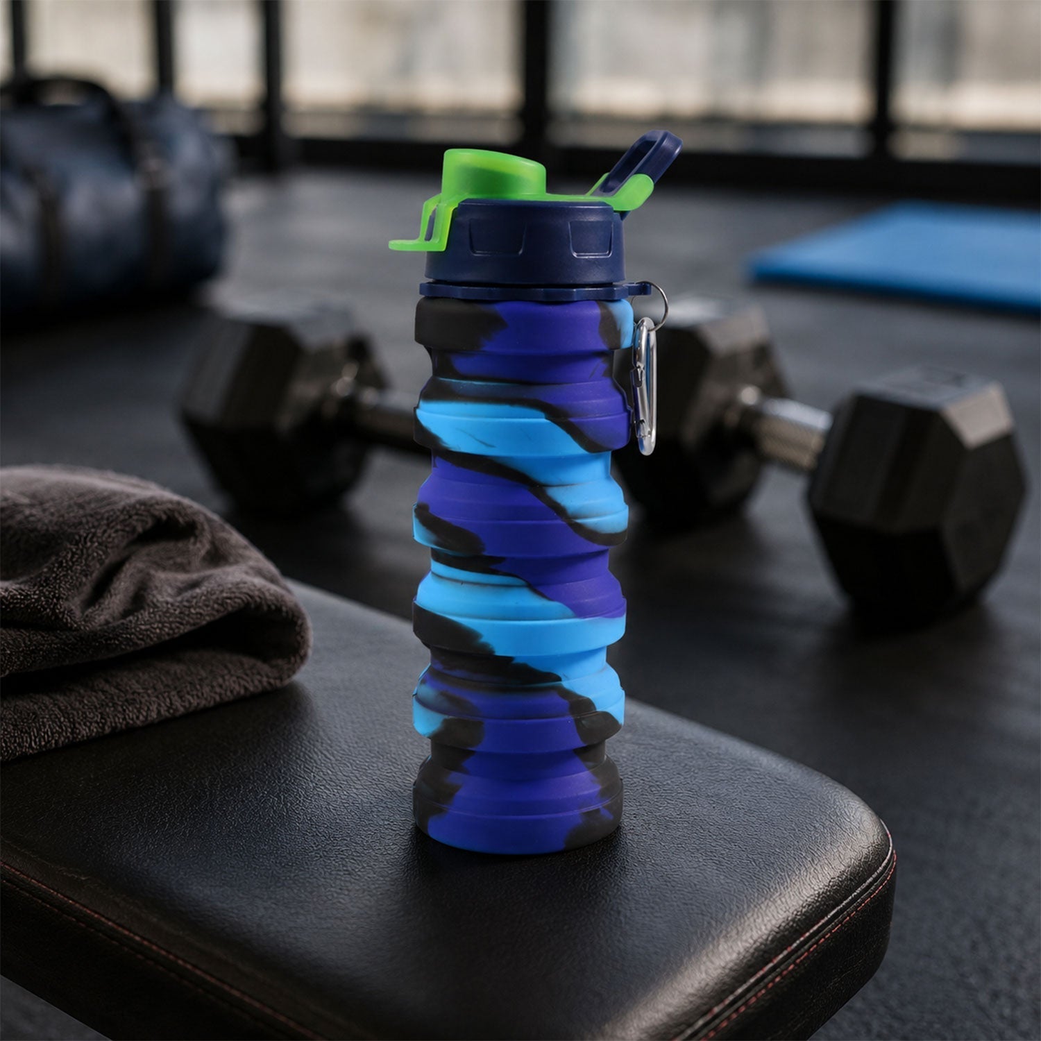 Sili Fold Collapsible Silicone Water Bottle Leakproof & Portable - Back View