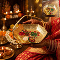 Golden Kumkum Kankavati Basket Elegant Ritual Organizer