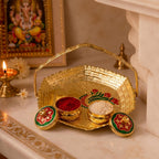 Golden Kumkum Kankavati Basket Elegant Ritual Organizer - Detail View 7