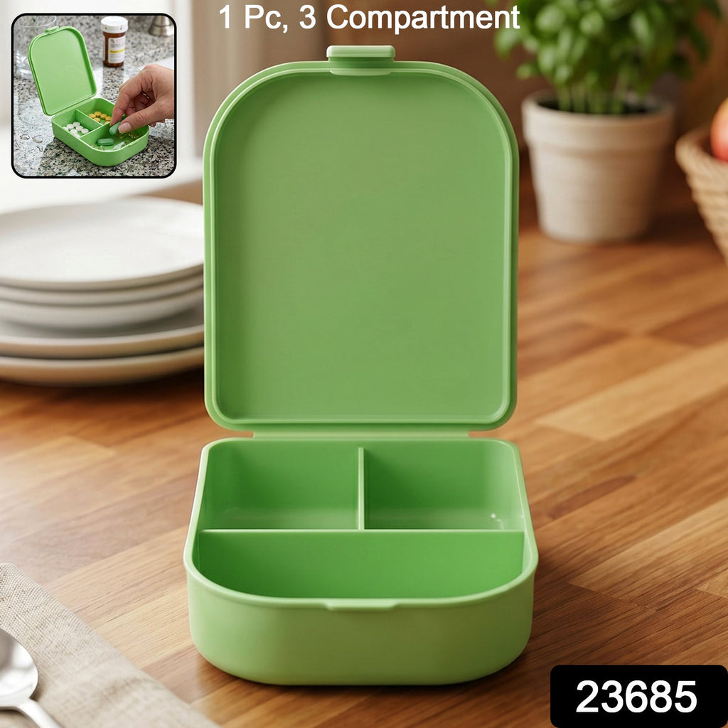 Pill Organizer Box 3 Compartments for Easy Medication Management - Side View