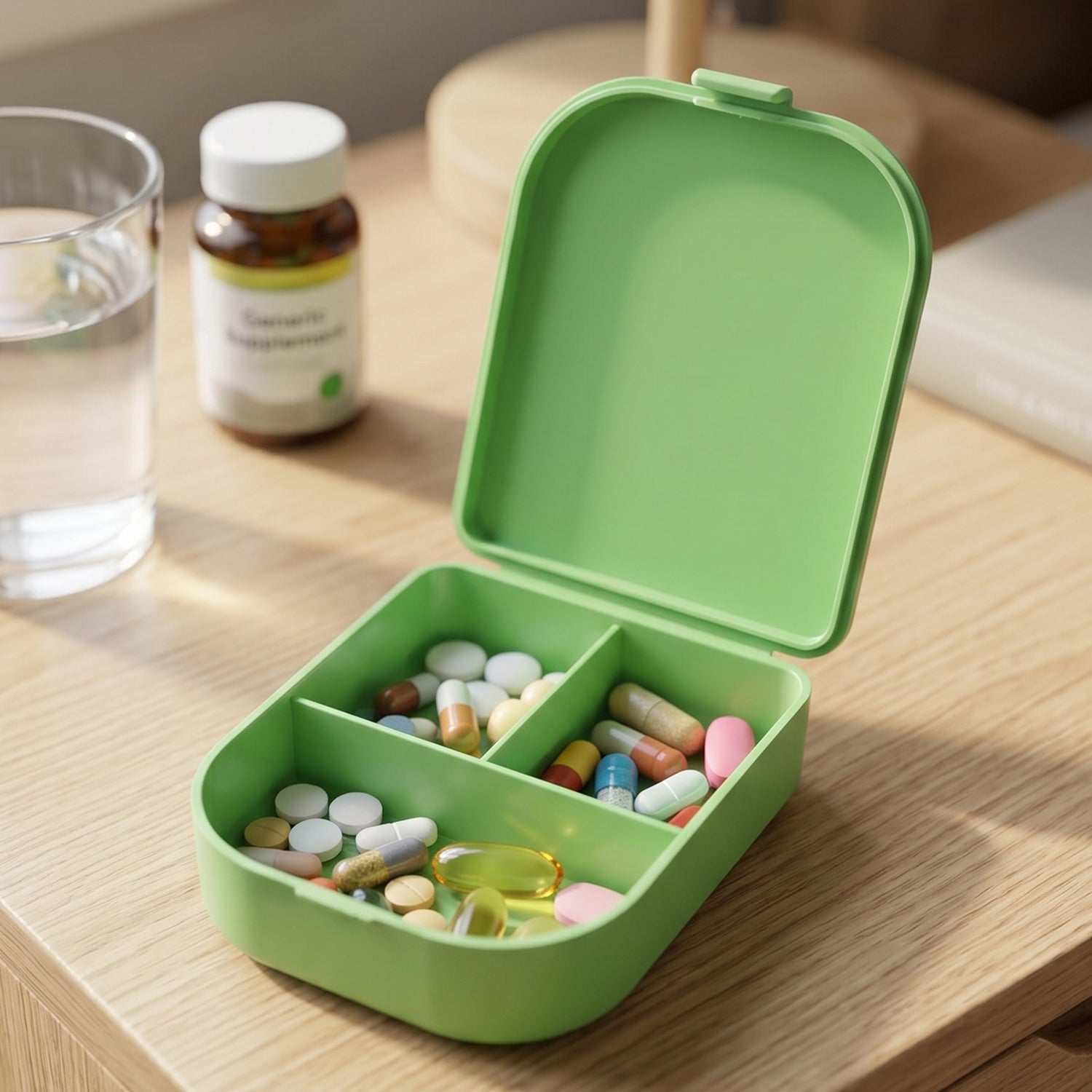 Pill Organizer Box 3 Compartments for Easy Medication Management - Detail View 8
