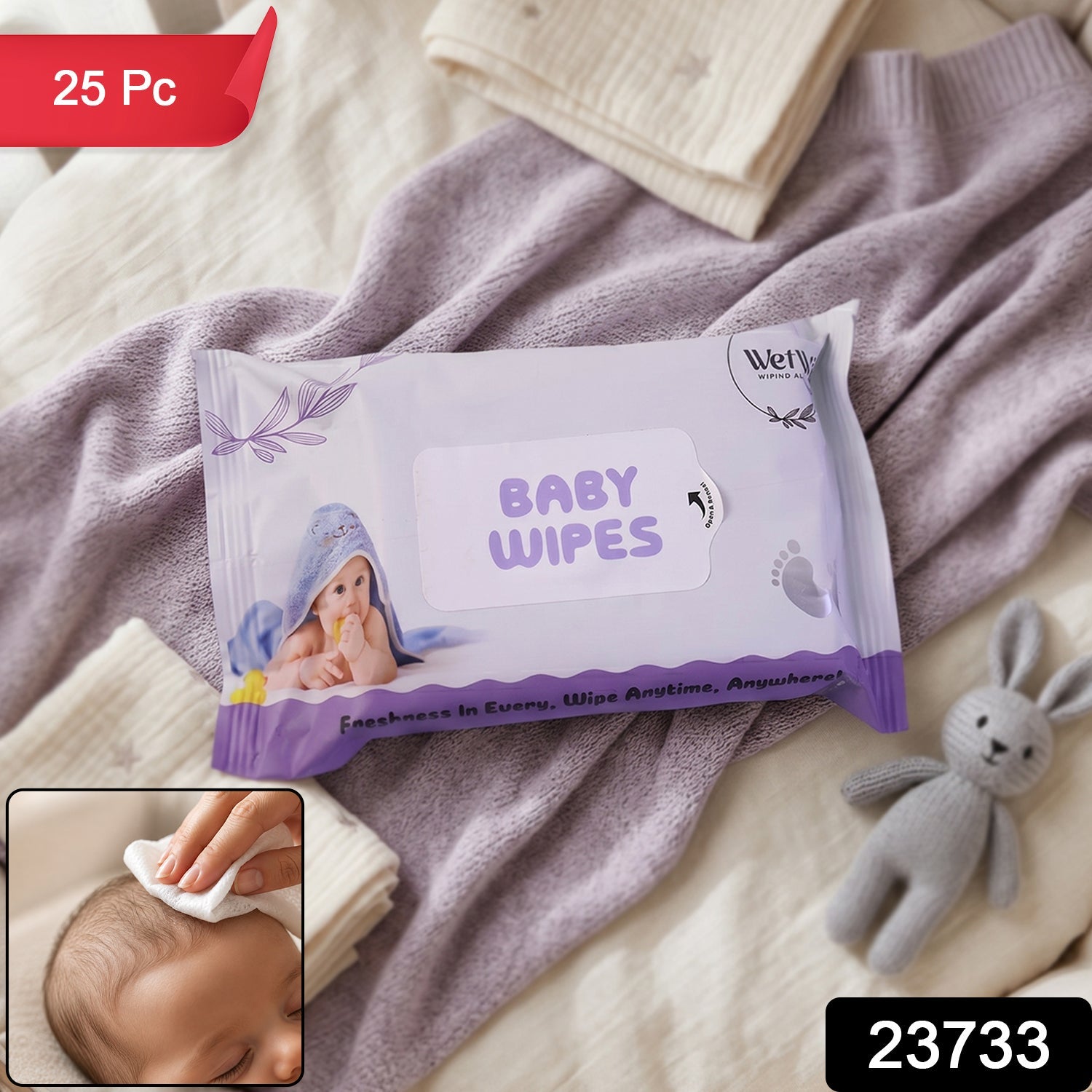 Travel Fresh Baby Wet Wipes Gentle & Portable for Sensitive Skin - Side View