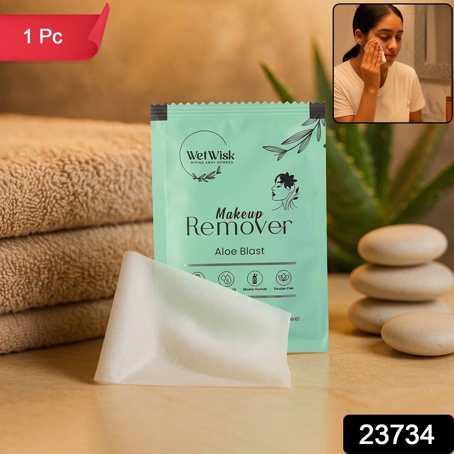 Makeup Remover Wet Wipes Gentle & Travel-Friendly Facial Cleansing - Side View