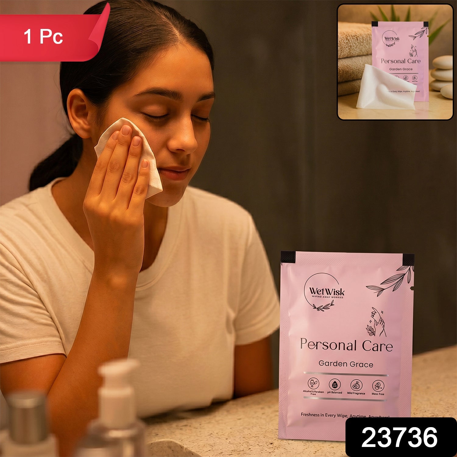 Personal Care Wet Wipes Gentle Face & Body Cleansing - Side View