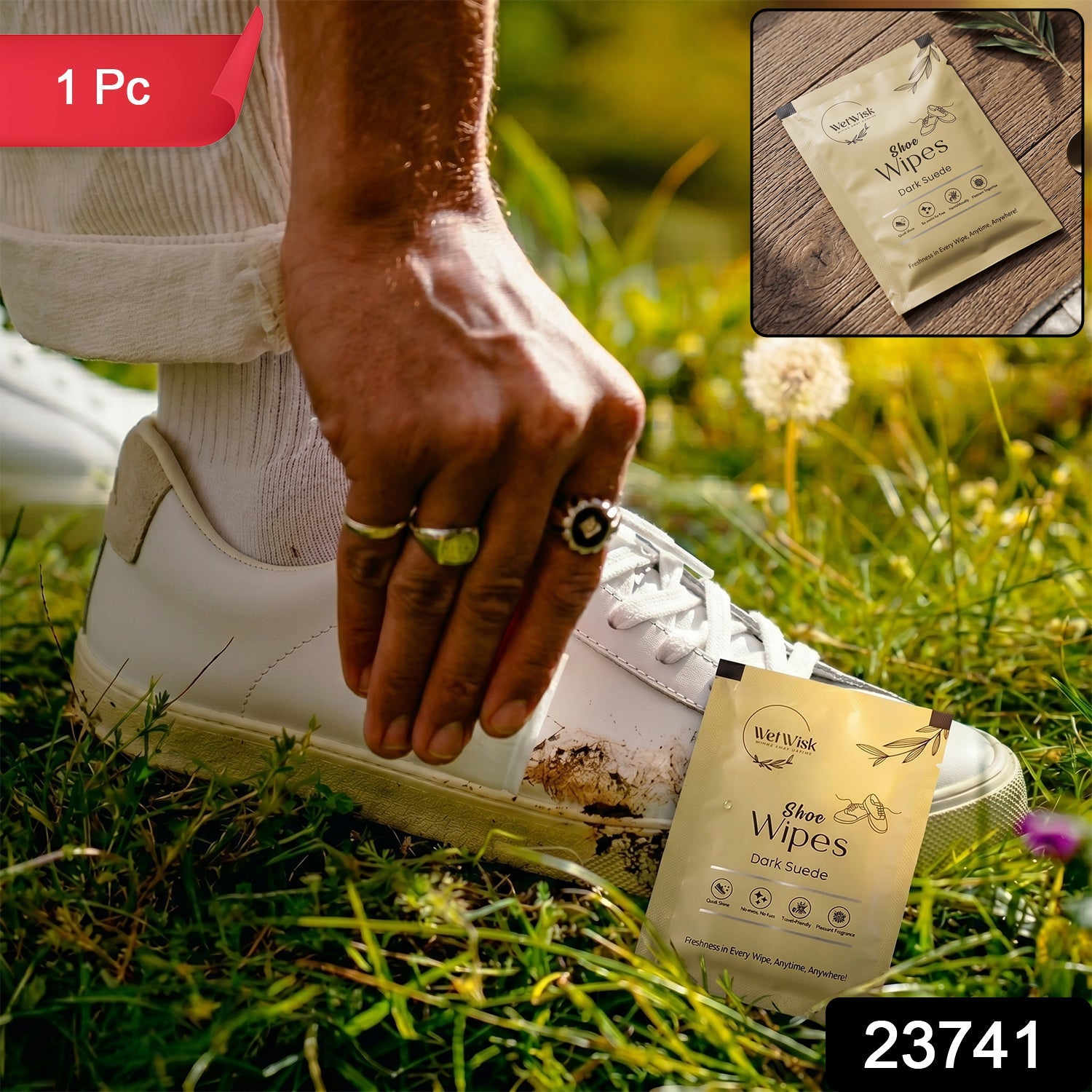 Shoe Cleaning Wet Wipes Fast Scrubbing & Travel-Friendly - Side View