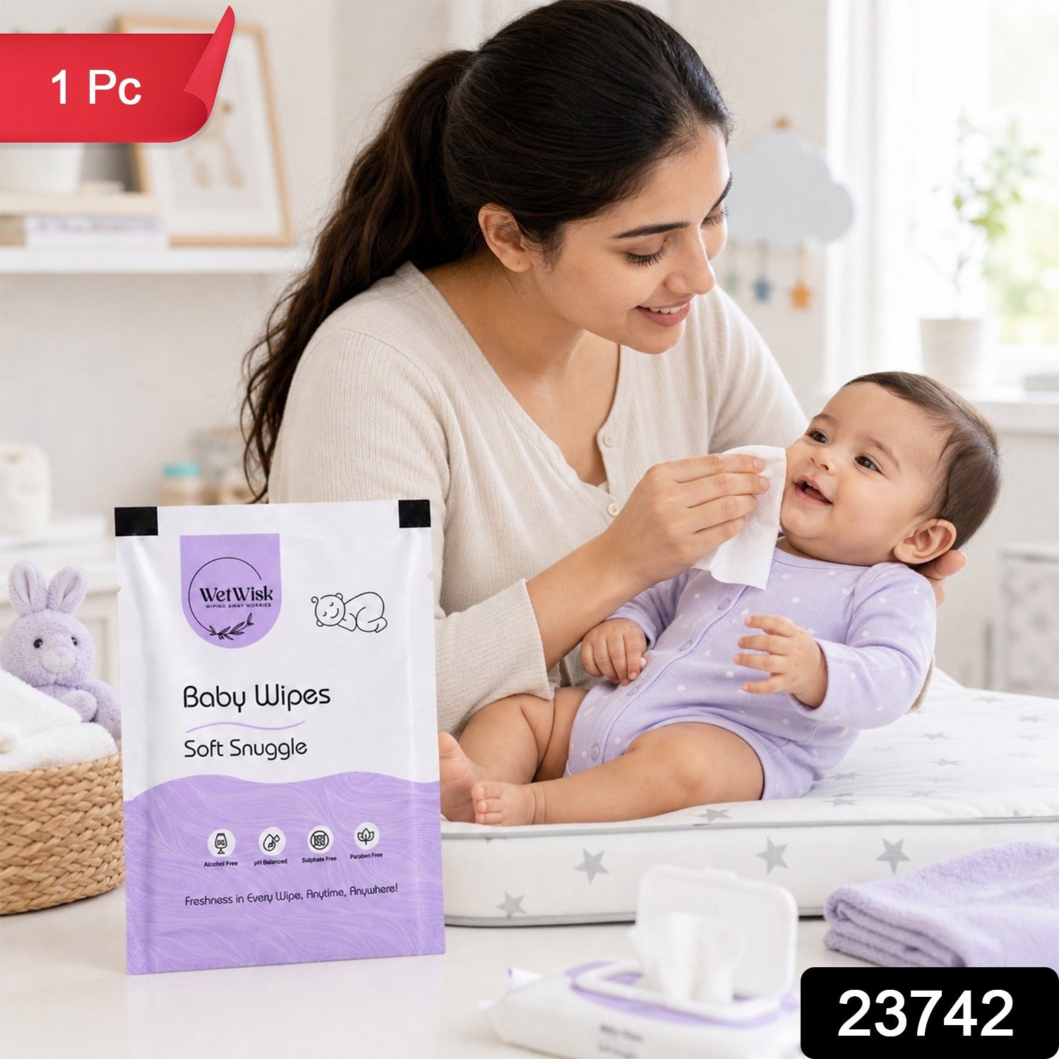 Baby Wet Wipes Gentle, Hypoallergenic & Travel-Friendly - Front View