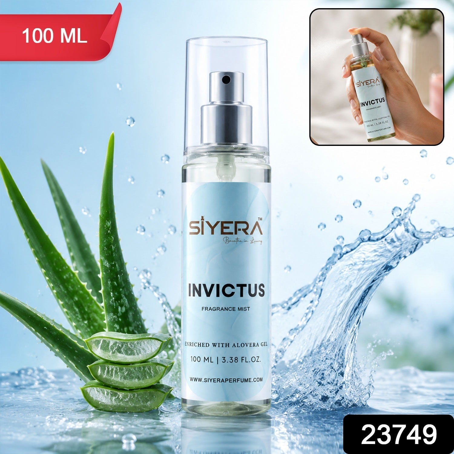 Siyera Invictus Fragrance Mist Long-lasting Refreshing Spray - Side View