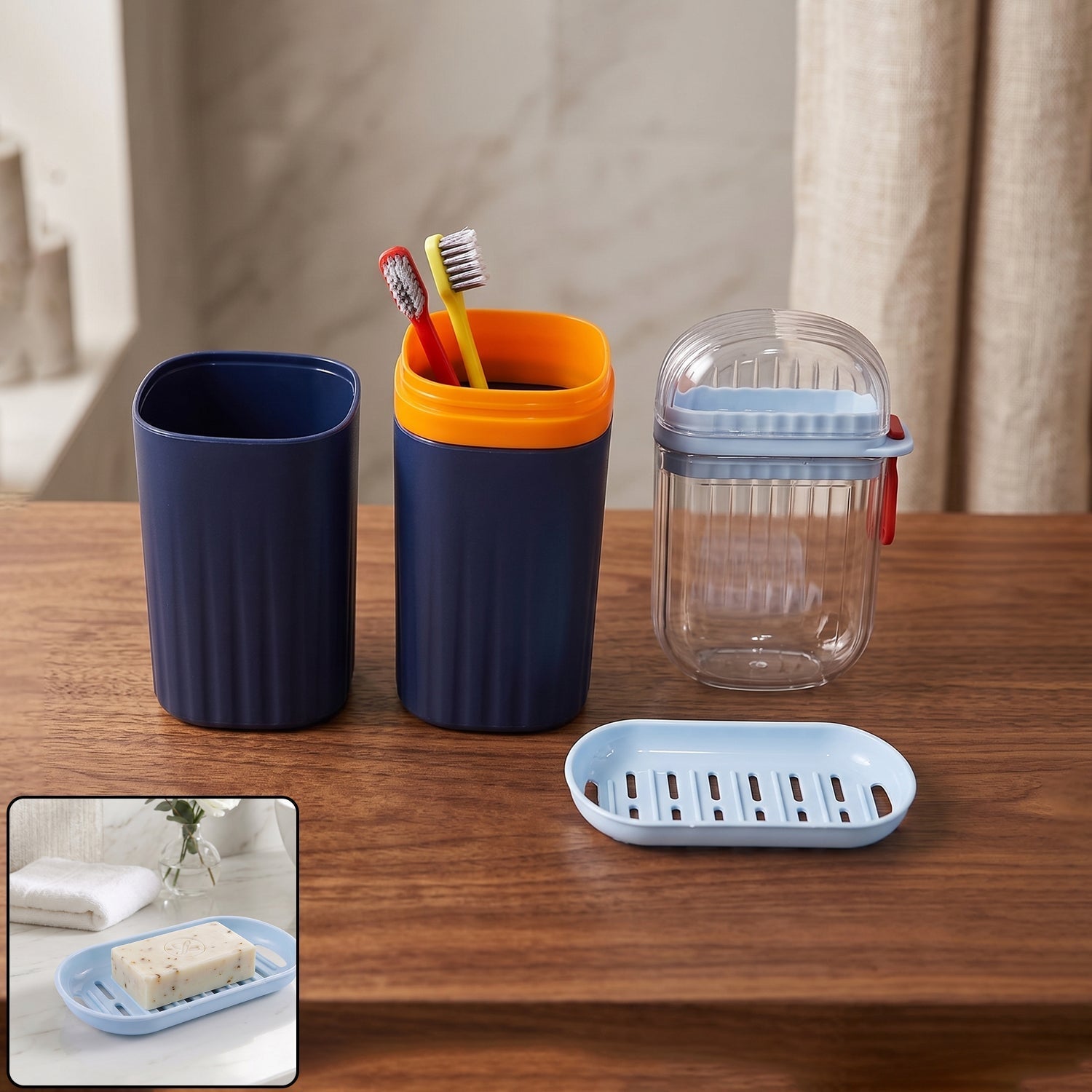Bathroom Accessories Combo Set Stylish & Travel-Friendly Organisation - Front View